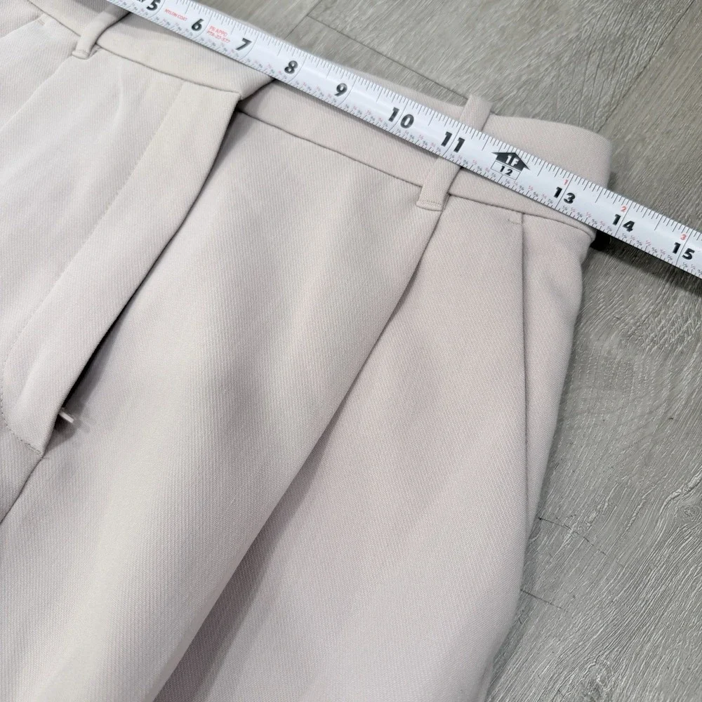 Abercrombie & Fitch Womens 27L Tailored Wide Leg Cargo Pants Beige Pleated